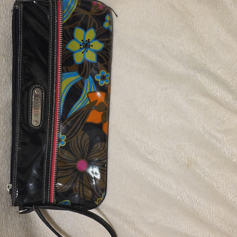 XOXO Black Clutch with Colorful Floral Accents